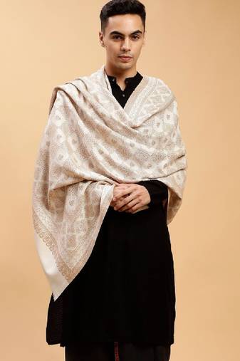 Men geometric woven design shawl