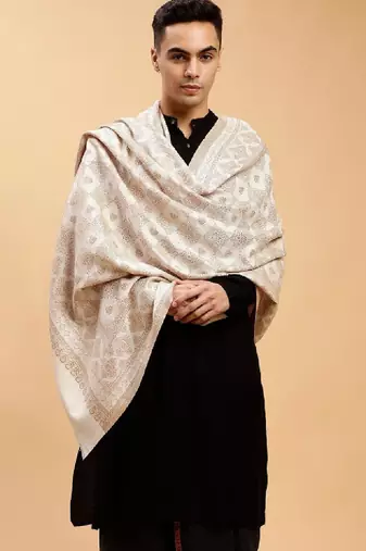 Men geometric woven design shawl