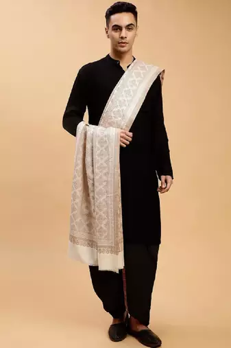 Men geometric woven design shawl