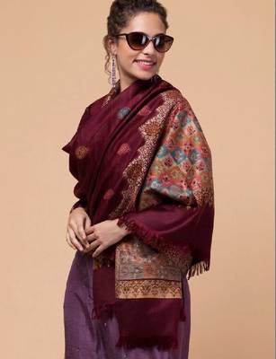 Women ethnic motifs woven design shawl 3