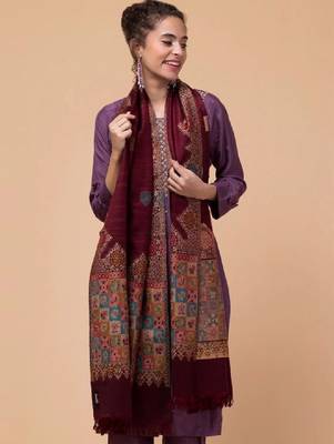 Women ethnic motifs woven design shawl 4