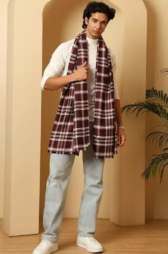 Men checked acrylic mufflers