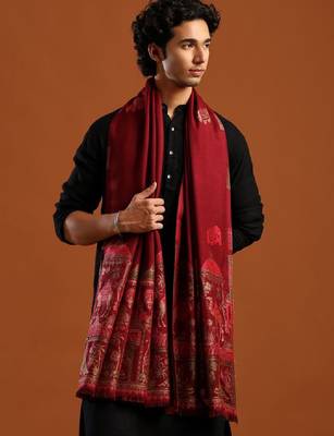 Ethnic motifs woven design zari shawl 2