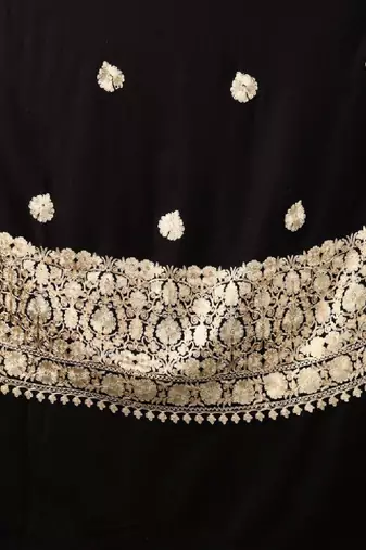 Floral embroidered woolen shawl