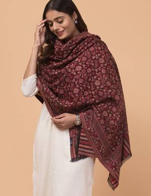 Kashmiri floral woven design woollen kani shawl 2