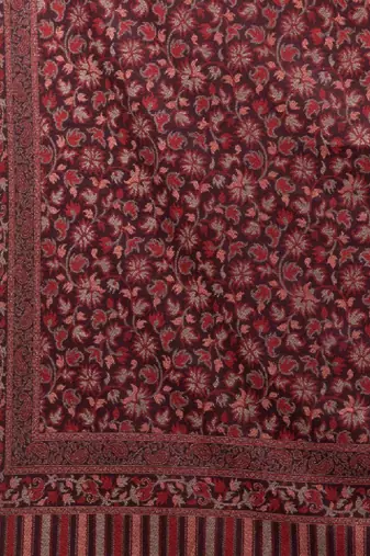 Kashmiri floral woven design woollen kani shawl