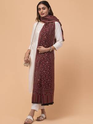 Kashmiri floral woven design woollen kani shawl 4