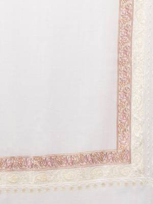 Embroidered woolen stole with fringes 4