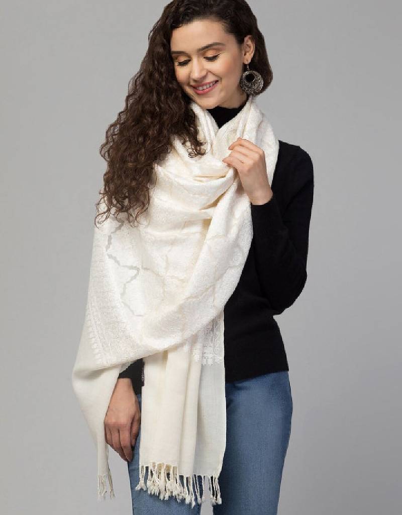 Women embroidered pure wool kashmiri stole