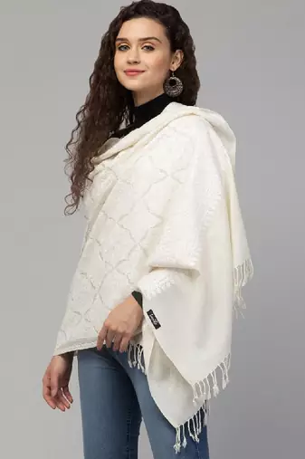Women embroidered pure wool kashmiri stole