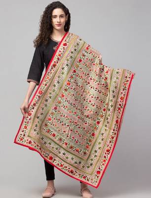 Floral embroidered dupatta with phulkari 1