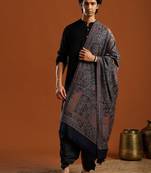 Ethnic motifs woven design acrylic shawl