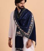 Floral embroidered woolen shawl