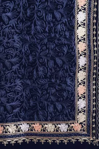 Floral embroidered woolen shawl