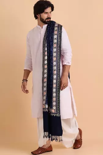 Floral embroidered woolen shawl