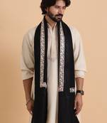 Floral embroidered woollen shawl