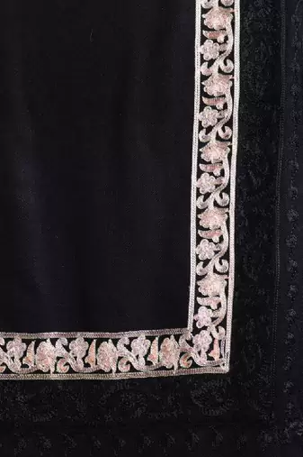 Floral embroidered woollen shawl