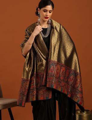 Women ethnic motifs woven design acrylic shawl 2