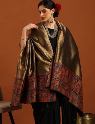 Women ethnic motifs woven design acrylic shawl 4