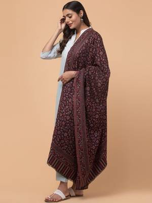 Kashmiri floral woven design woollen kani shawl 3