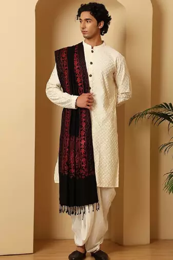 Floral embroidered shawl