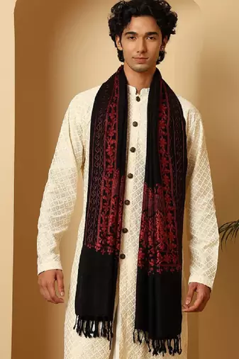 Floral embroidered shawl