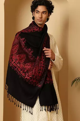 Floral embroidered shawl