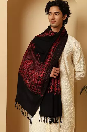 Floral embroidered shawl