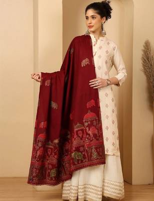 Women ethnic motifs woven design shawl 1