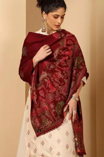 Women ethnic motifs woven design shawl
