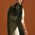 Men woven design cashmere wool stole with fringed border shawl