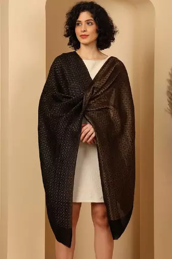 Women woven design reversible zari weave pashmina stole