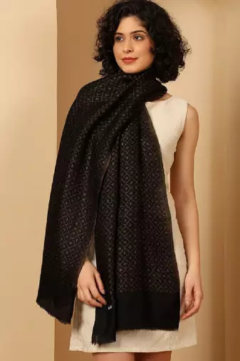 Women woven design reversible zari weave pashmina stole