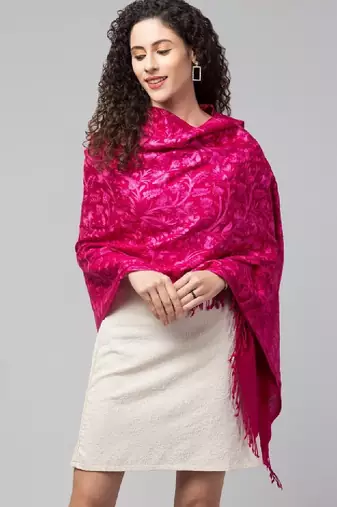 Women embroidery pure wool shawl