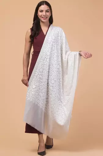 Women pure wool kashmiri embroidered shawl