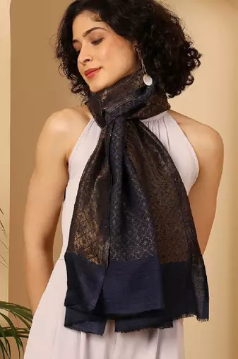 Reversible woven design pashmina stole