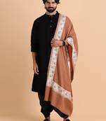 Floral embroidered woolen shawl