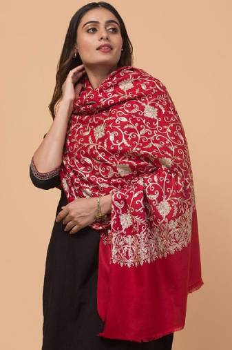 Women floral embroidered shawl