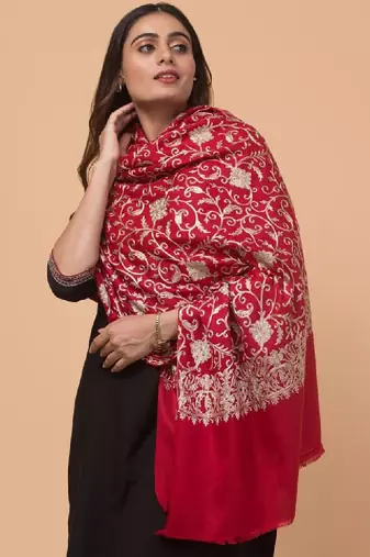 Women floral embroidered shawl