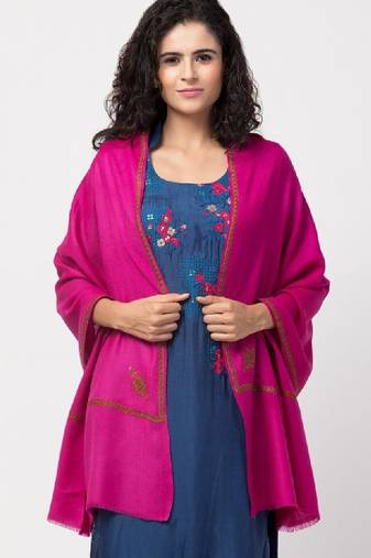 Ethnic motifs embroidered pasmina shawl