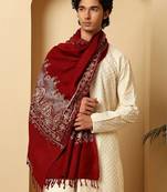 Men woven design kashmiri aari embroidered woolen shawl