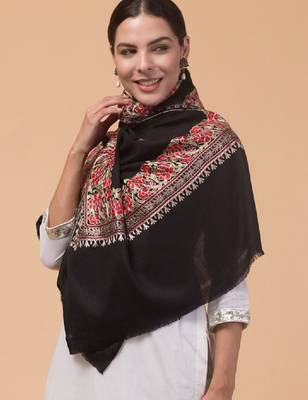 Floral kashmiri embroidered pure woollen shawl 1