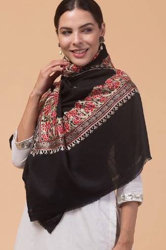 Floral kashmiri embroidered pure woollen shawl
