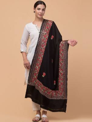 Floral kashmiri embroidered pure woollen shawl 3