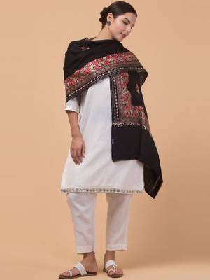 Floral kashmiri embroidered pure woollen shawl 4