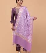 Floral aari embroidered acrylic woollen shawl