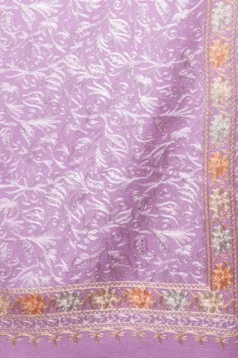 Floral aari embroidered acrylic woollen shawl