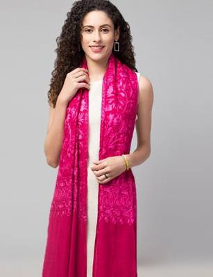 Floral embroidered wool stole 2