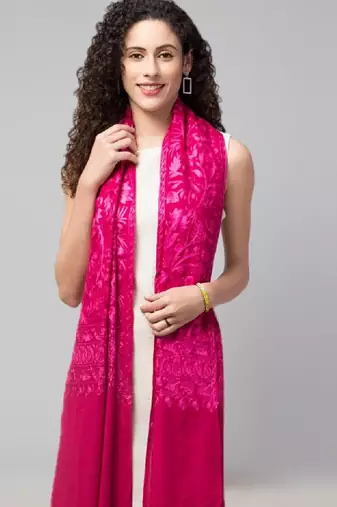 Floral embroidered wool stole