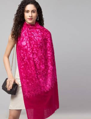 Floral embroidered wool stole 4